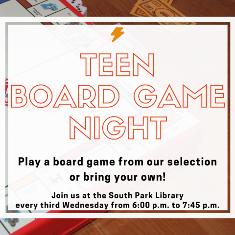 teen board game night flyer