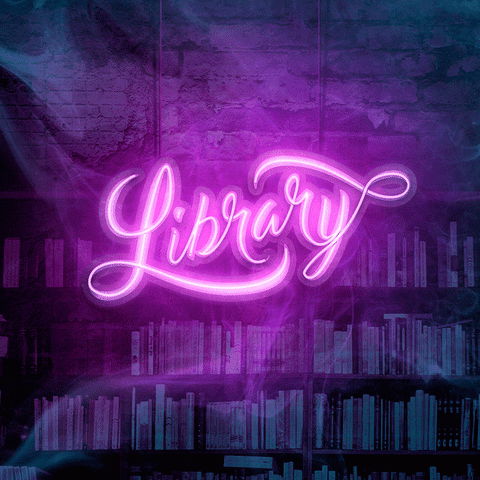 library neon sign