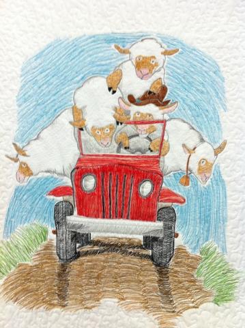 SHEEP IN A JEEP